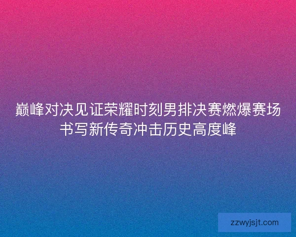 巅峰对决见证荣耀时刻男排决赛燃爆赛场书写新传奇冲击历史高度峰