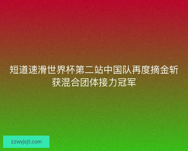 短道速滑世界杯第二站中国队再度摘金斩获混合团体接力冠军